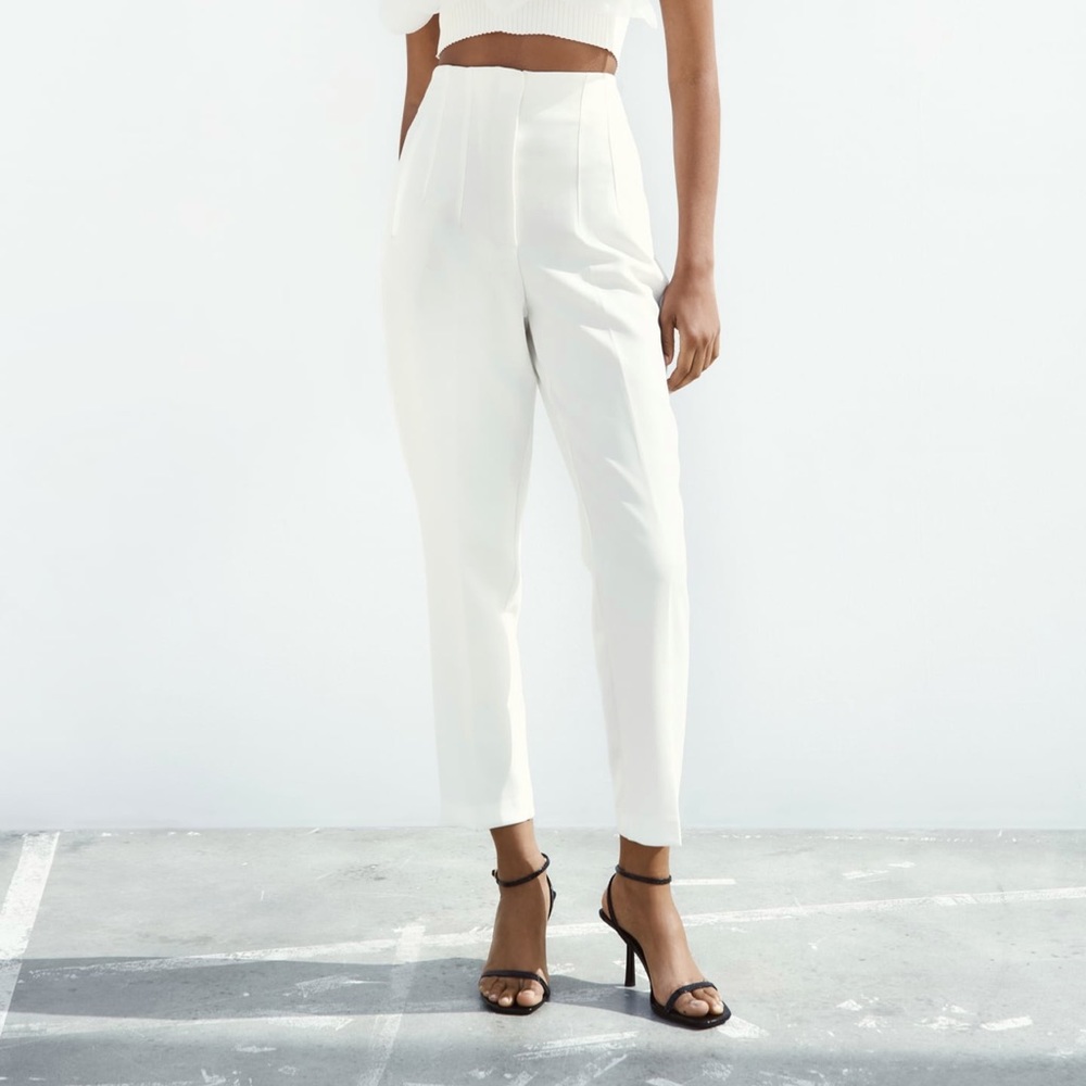 ZARA white high waisted pants